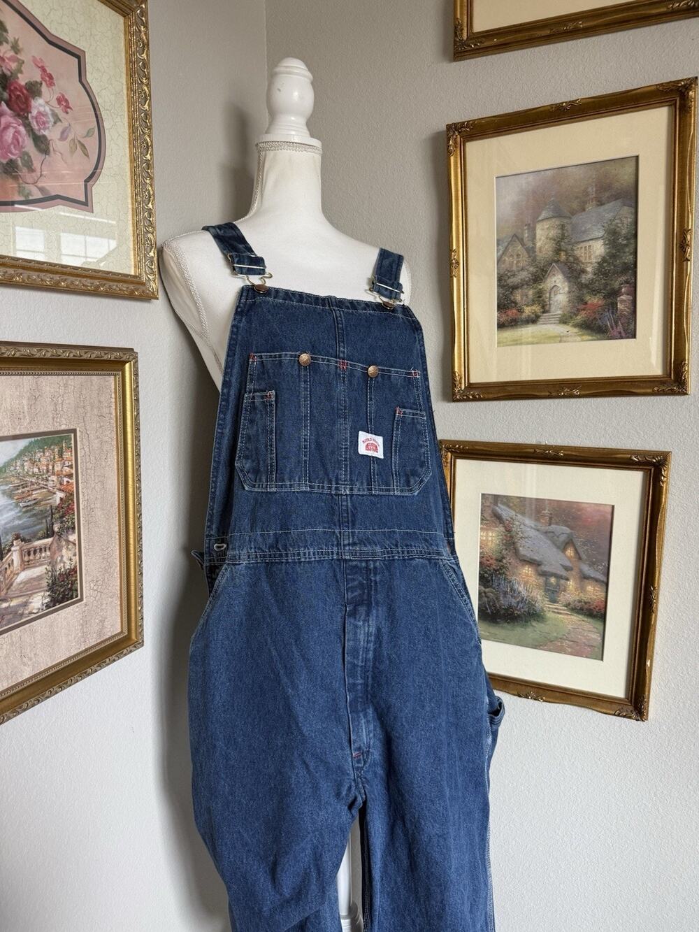 Round House Made In USA Carpenter Bib Overalls Denim Women's Size L